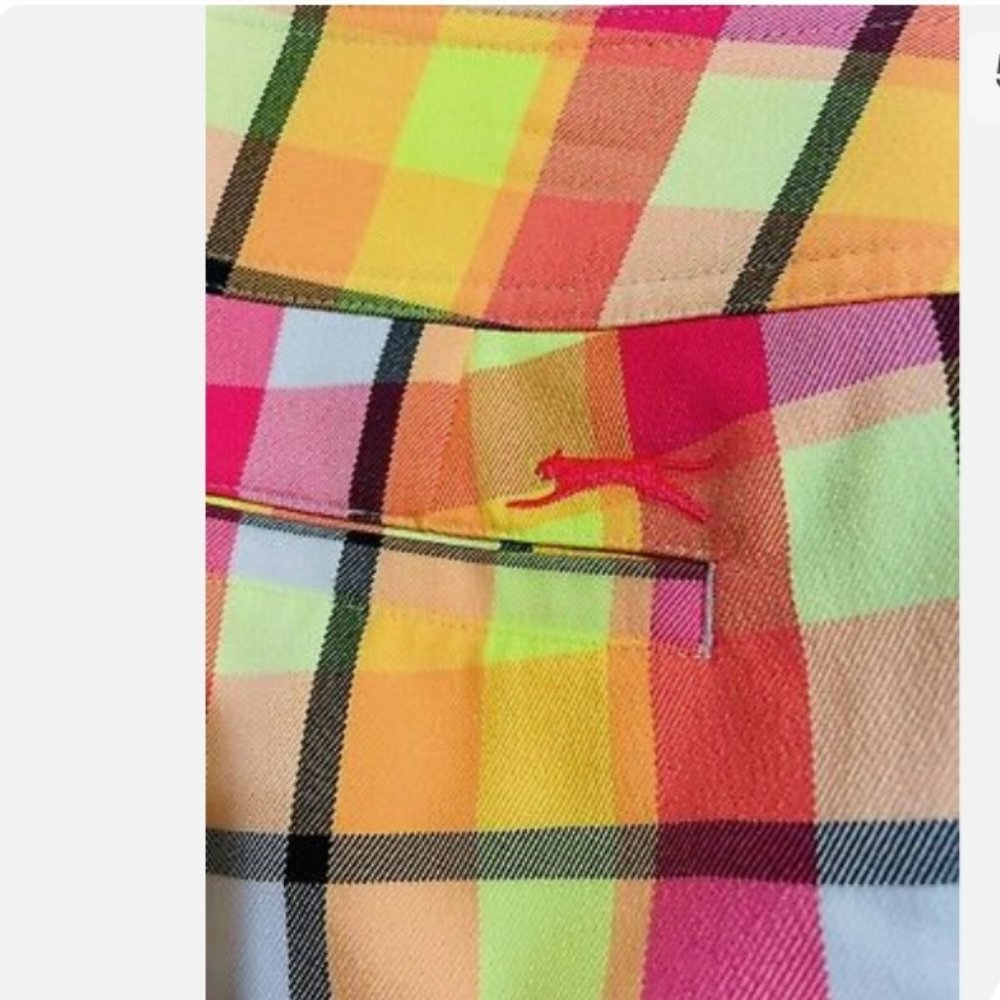 Slazenger Ladies Golf Women Size 2 Plaid Pink Orange Yellow Black Golf Shorts